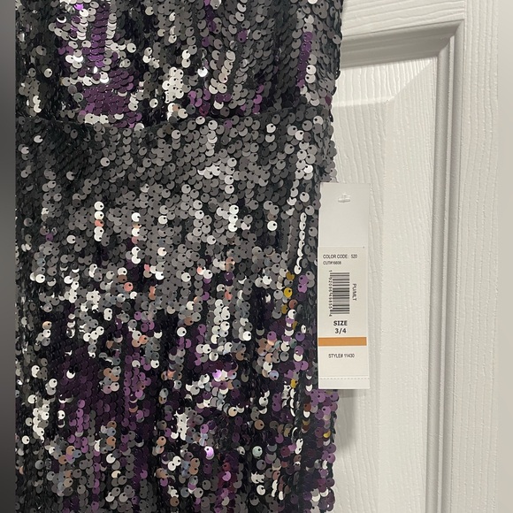 Jump Apparel Purple Multi Full Sequin Strapless Dress - Picture 2 of 4